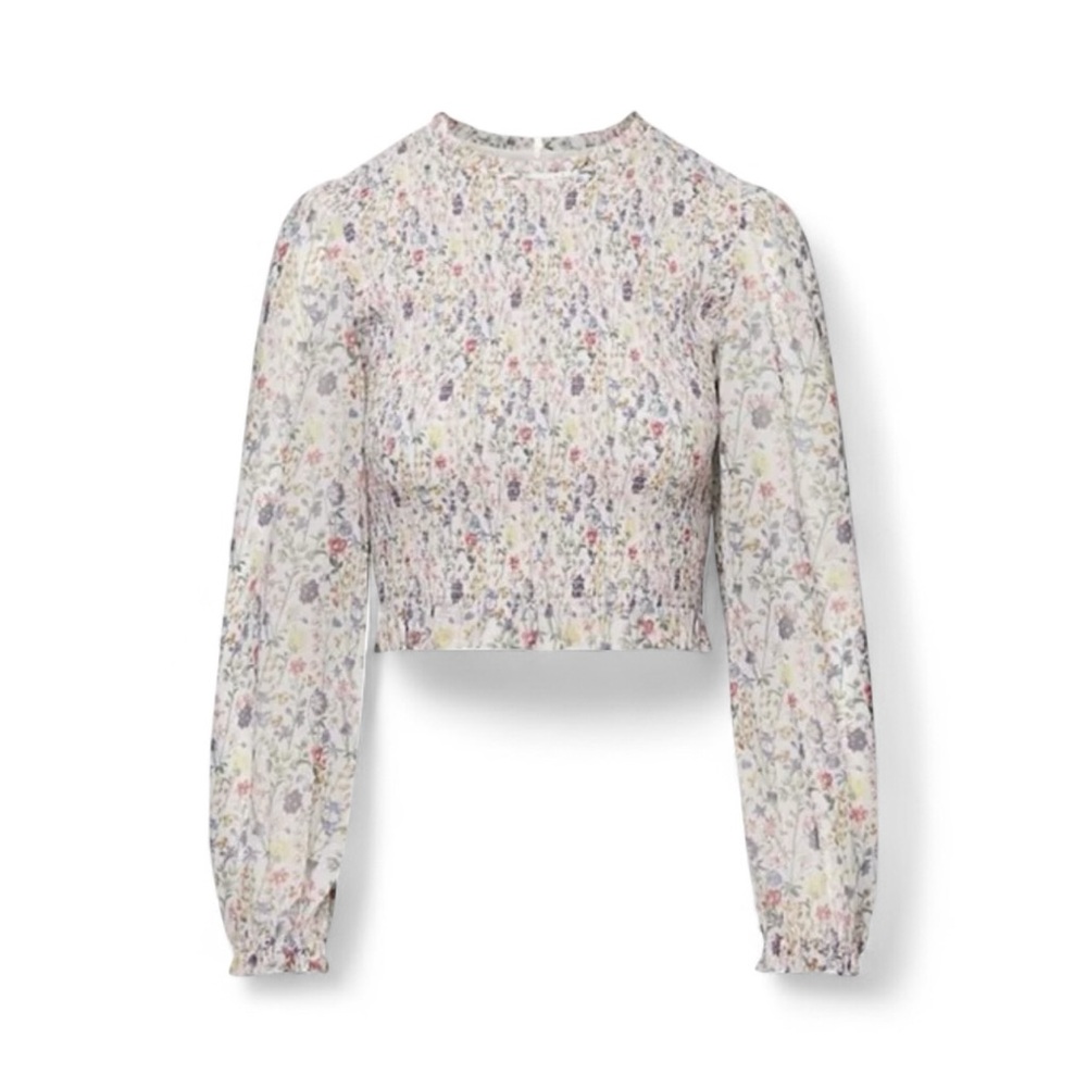 Wilfred Floral Smocked Blouse Tempest Ditzy Cottagecore Puff Sleeve Cream M